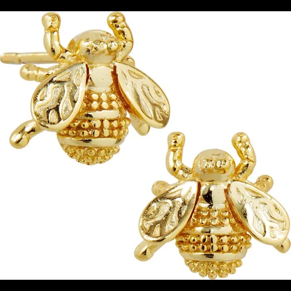 SAVVY CIE 18K Gold Bee 🐝 Stud Earrings - Picture 3 of 10